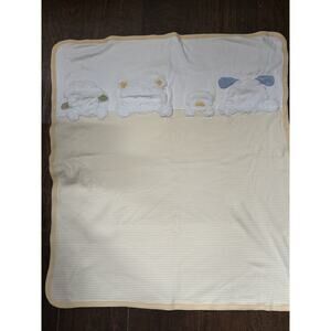 Vtg Carter's Lamb Sheep Duck Bear Baby Blanket Dog Puppy Yellow Striped Cotton